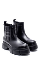 Women's Black Leather Thick Soled Boots | Derimod