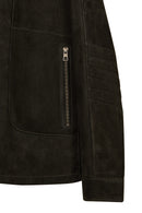 Lorenzo Male Gray Stand Collar Suede Leather Jacket | Derimod
