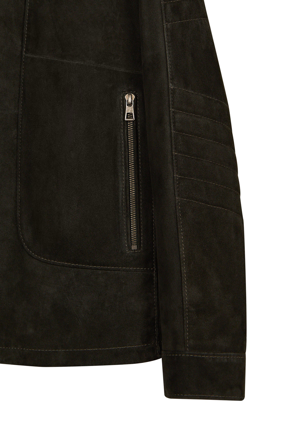 Lorenzo Male Gray Stand Collar Suede Leather Jacket