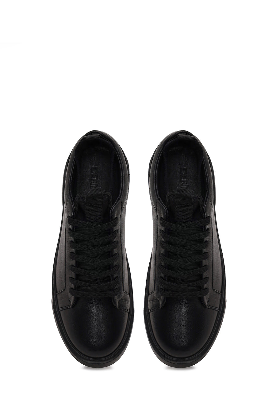 Erkek Siyah Bağcıklı Deri Sneaker