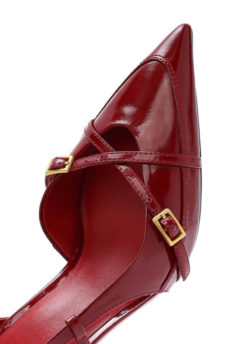 Women's Red Slingback Thin Heel Leather Shoes