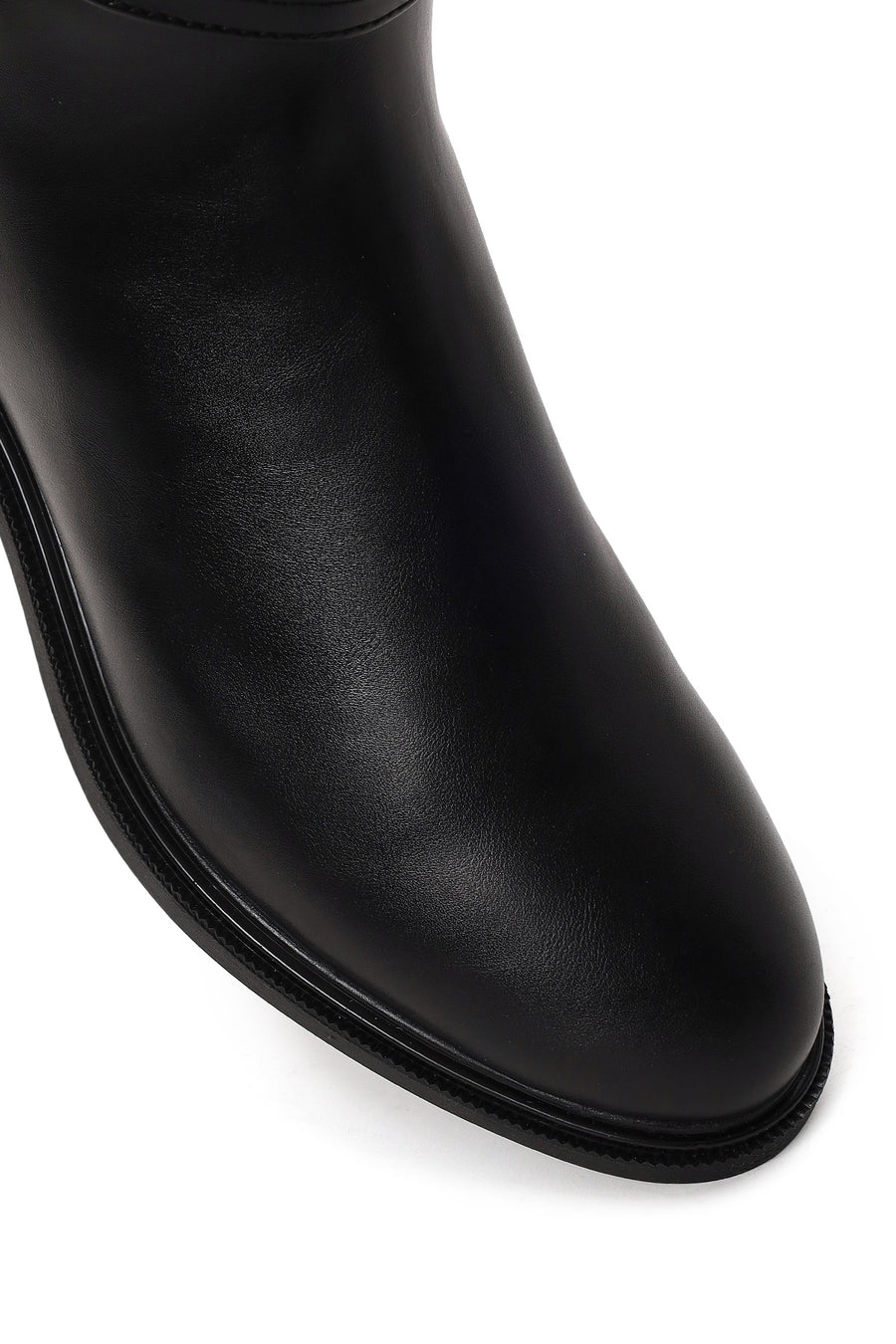 Woman Black Zip Closure Buckle Detailed Boots