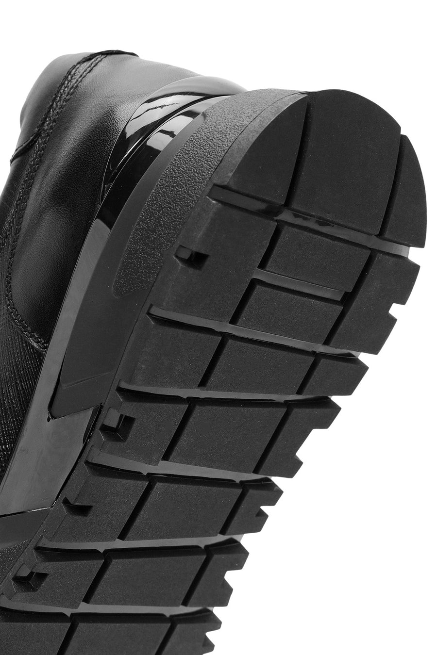 
Men's Black Lace-Up Thick Sole Leather Sneaker
