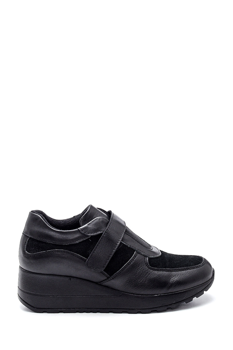 Women's Black Wedge Heel Comfort Leather Shoes 21WFD411014 | Derimod