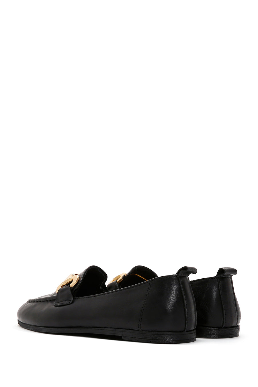 Kadın Siyah Tokalı Deri Maskülen Loafer