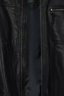 Endrick Male Black Slim-Fit Leather Jacket | Derimod