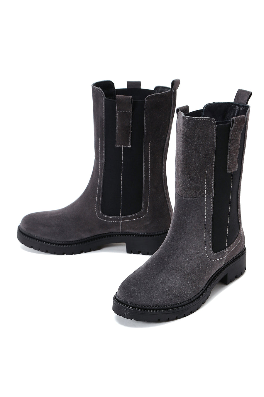 Women's Anthracite Suede Leather Chelsea Boots