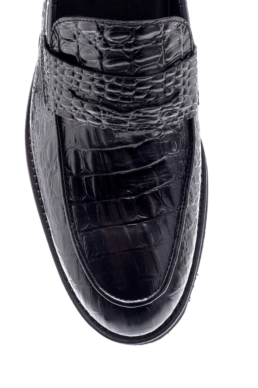 Erkek Deri Kroko Desen Klasik Loafer