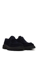 Male Navy Blue Lace-Up Thick-Soled Suede Casual Shoes | Derimod