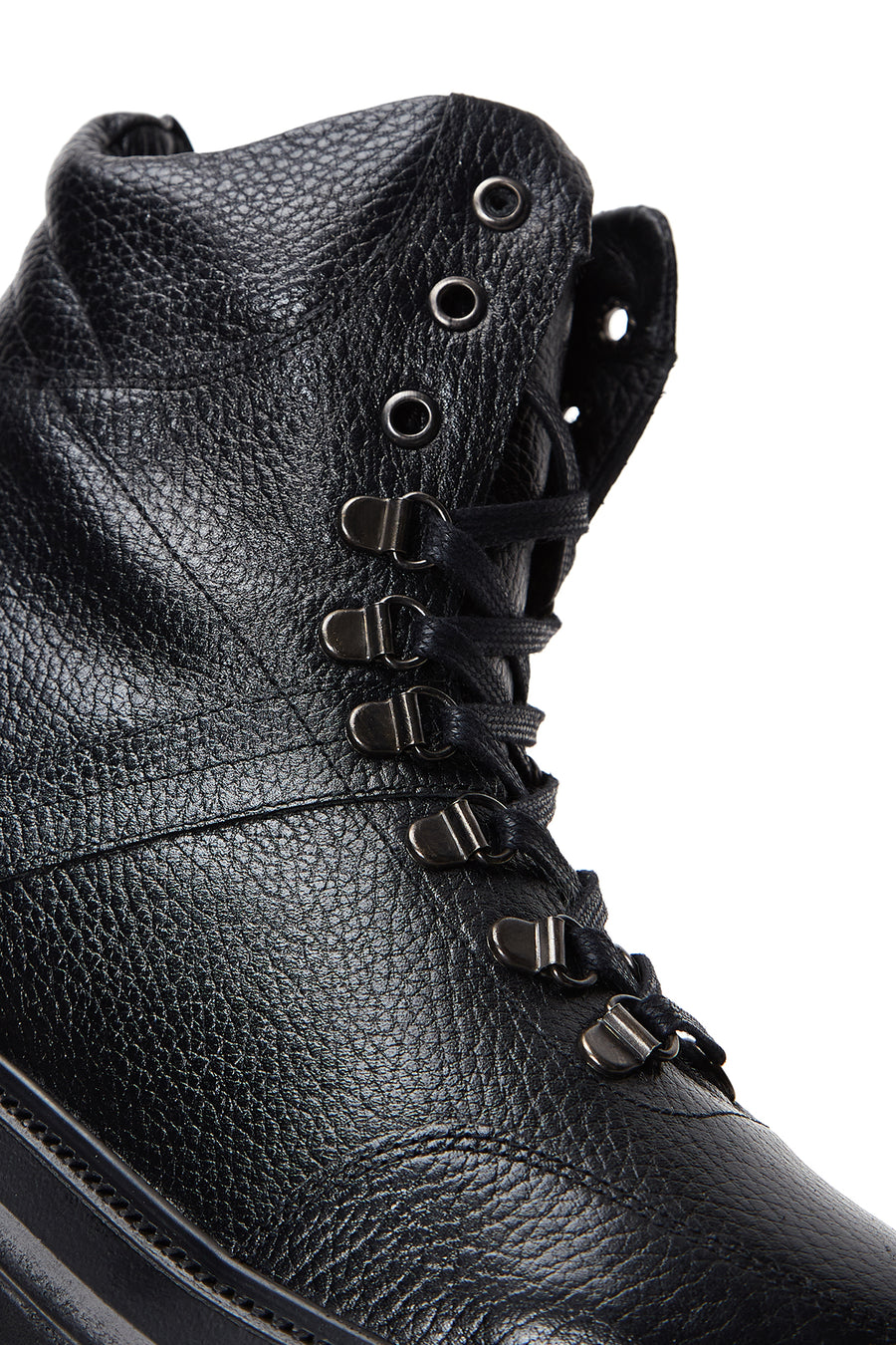 Women's Black Leather Flat Boots