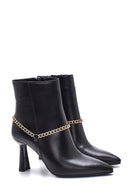 Women's Leather Chain Heeled Boots | Derimod