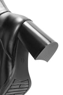 Women's Black Zipper High Thick Heel Boots | Derimod