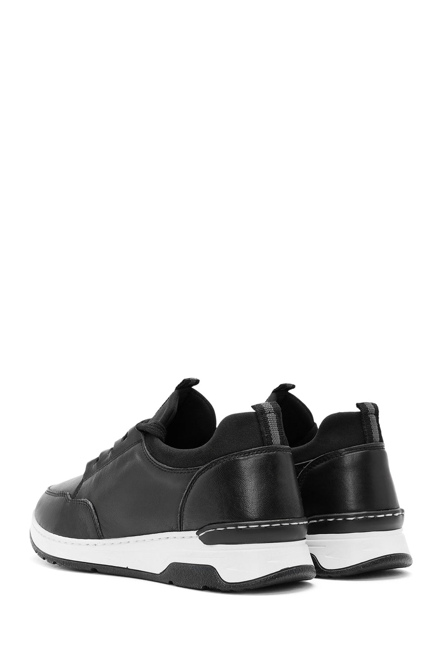 Kadın Siyah Bağcıklı Deri Sneaker