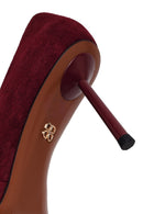 Woman Burgundy Thin-Heeled Suede Stiletto | Derimod