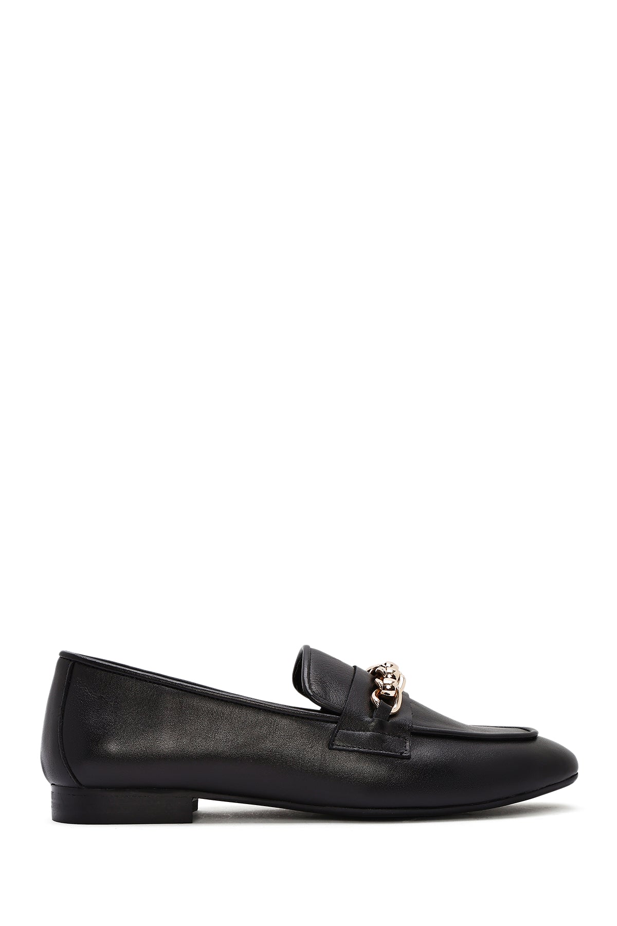 Women's Black Buckle Leather Loafer 25SFD160418 | Derimod