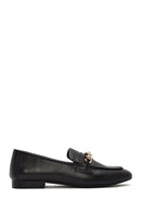 Women's Black Buckle Leather Loafer | Derimod