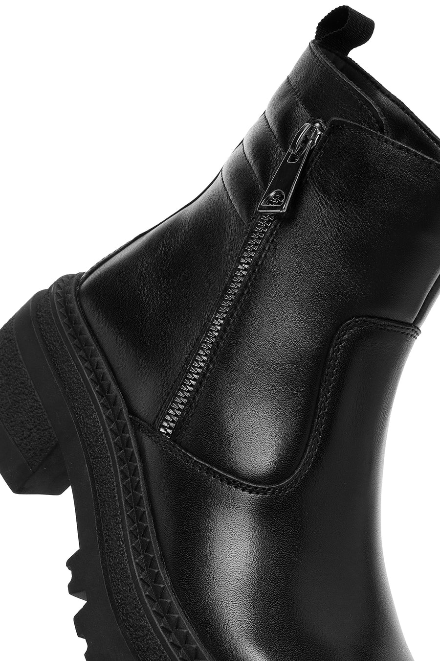 Women's Black Zippered Leather Boots