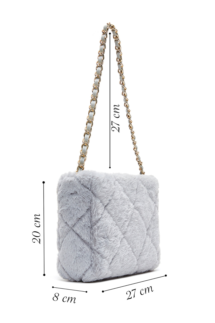 Women's Gray Plush Shoulder Bag