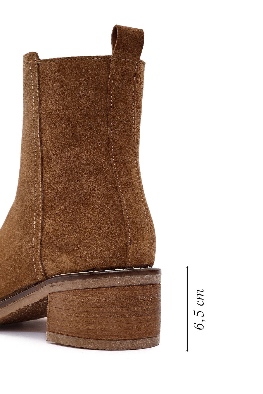 Woman Brown Zippered Chunky Heel Suede Leather Boat