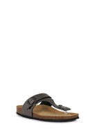 Geox Women's Gray Brionia Leather Flip Flops | Derimod