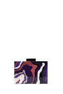 Women's Black Patterned Long Chain Strap Mini Box Clutch Bag | Derimod