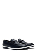 Erkek Lacivert Deri Örgü Detaylı Casual Loafer | Derimod