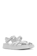 Women's White Ankle Strap Thick Soled Leather Comfort Sandals | Derimod