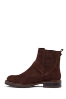 Woman Brown Suede Chelsea Boots | Derimod
