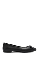 Women's Black Leather Ballerinas | Derimod