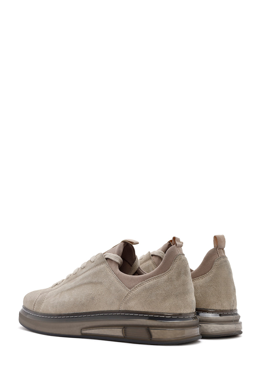 Men's Beige Lace-Up Suede Leather Sneaker
