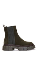Women's Khaki Suede Leather Chelsea Boots | Derimod