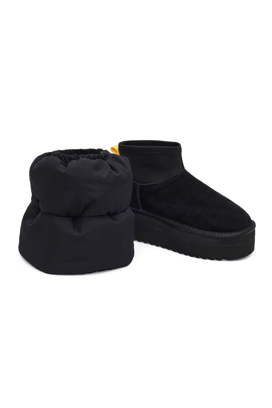 Women's Black Thick-Soled Suede Leather Teddy Boot
