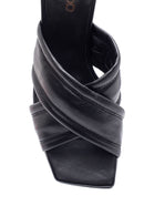 Women's Black Leather Heeled Slippers | Derimod