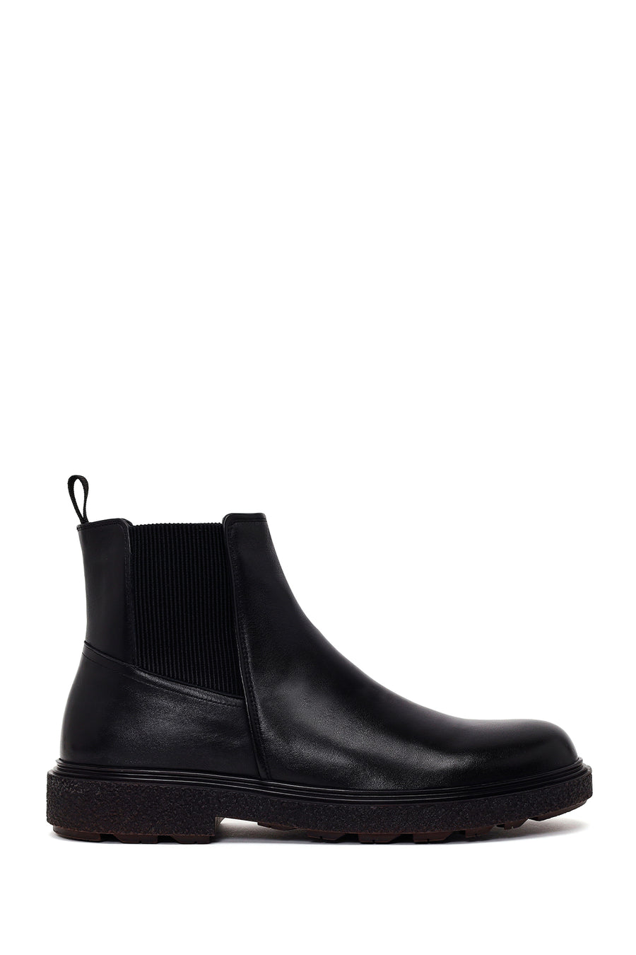 Male Black Thick-Soled Leather Chelsea Boots WM680040DV | Derimod