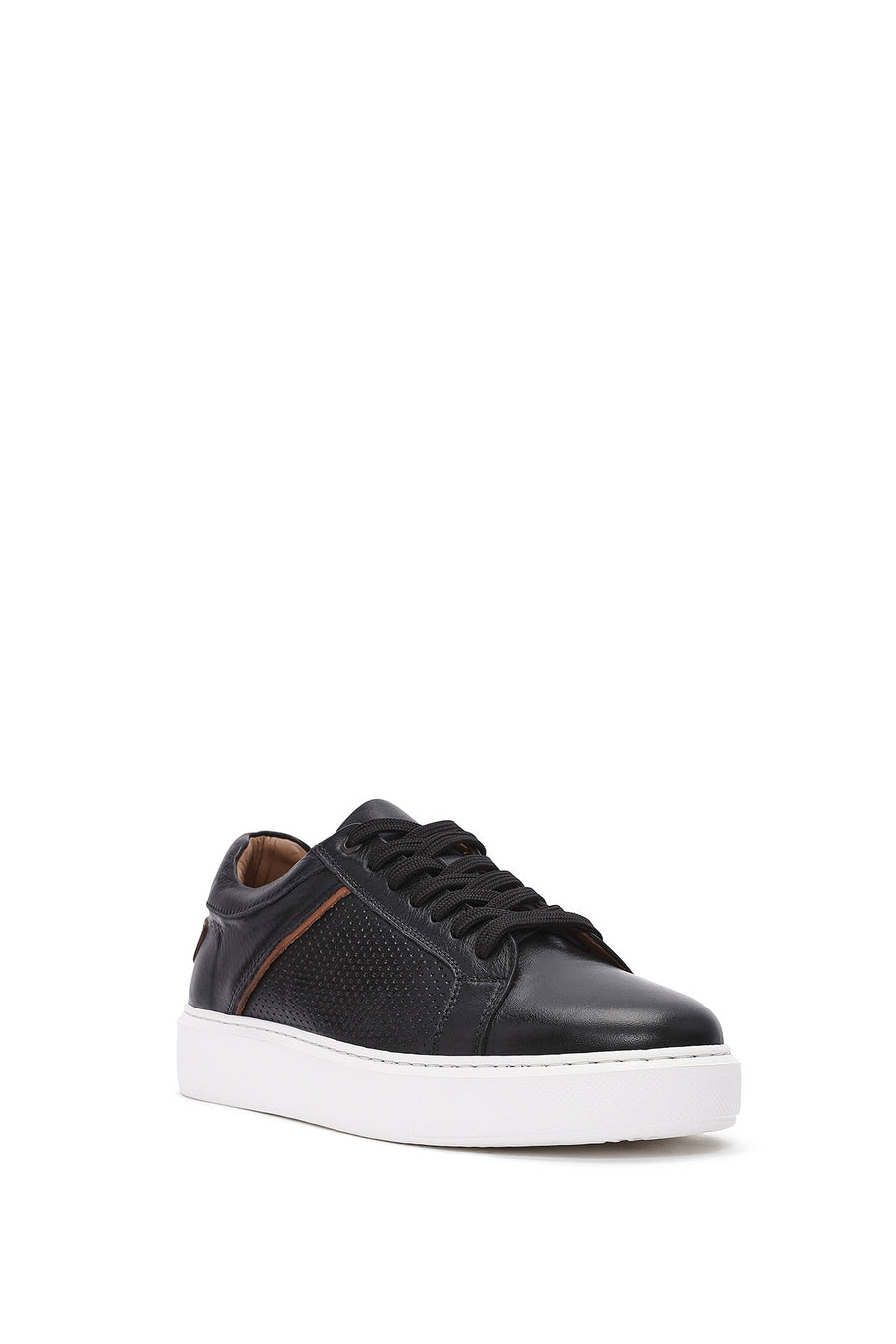 Men's Black Lace-up Leather Sneaker