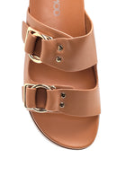Women's Tan Double Buckle Slippers | Derimod
