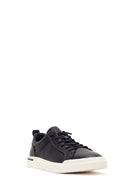Erkek Siyah Bağcıklı Deri Sneaker | Derimod