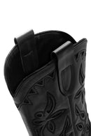 Women's Black Leather Cowboy Boots | Derimod