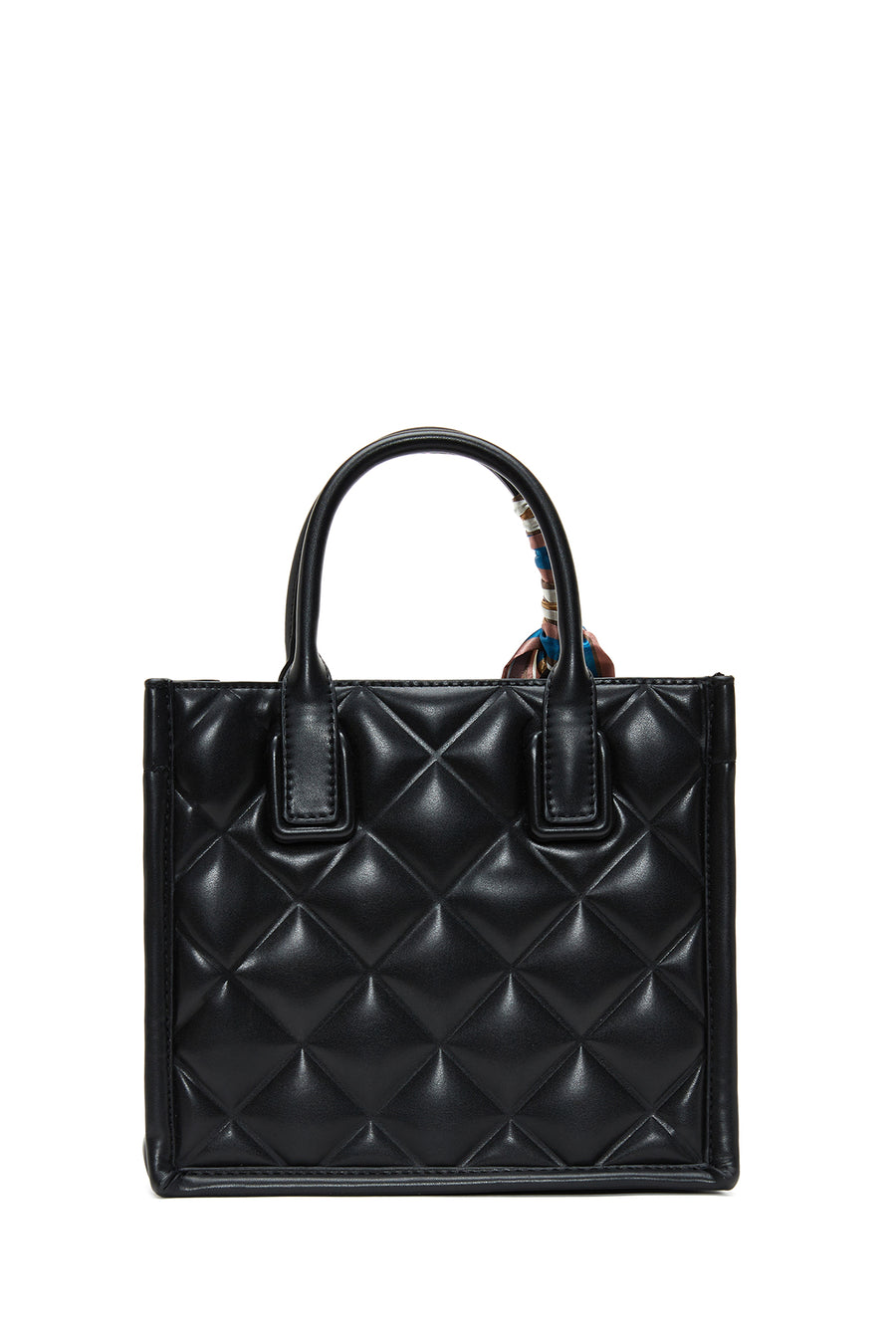 Women's Black Long Strap Quilted Handbag with Accessory Detail