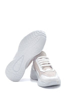 Women's White Leather High Sole Sneaker | Derimod