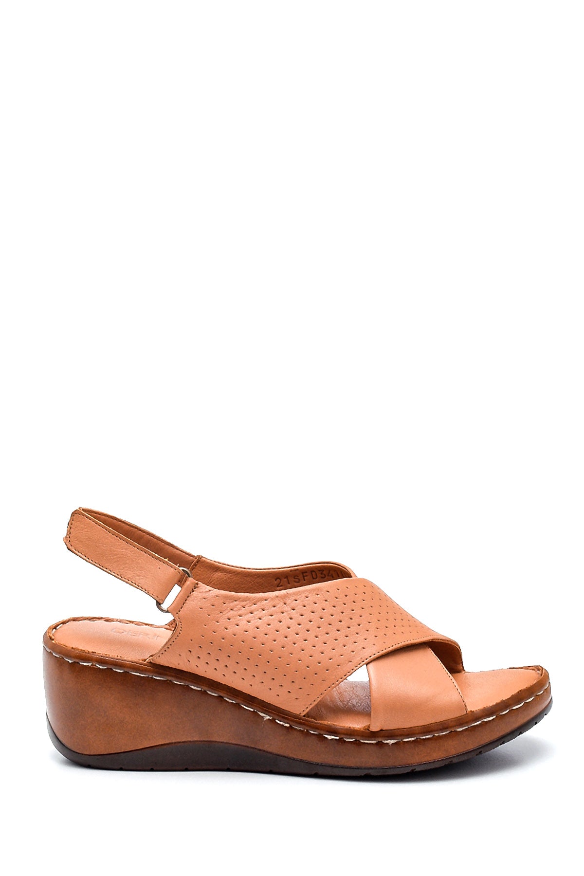 Women's Comfort Wedge Heel Leather Sandals 21SFD341018 | Derimod