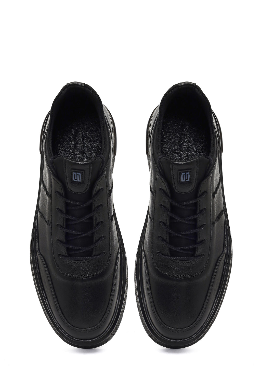 Erkek Siyah Bağcıklı Deri Sneaker