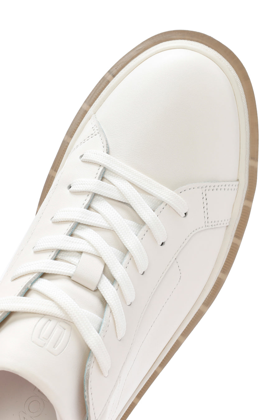Erkek Beyaz Bağcıklı Deri Sneaker