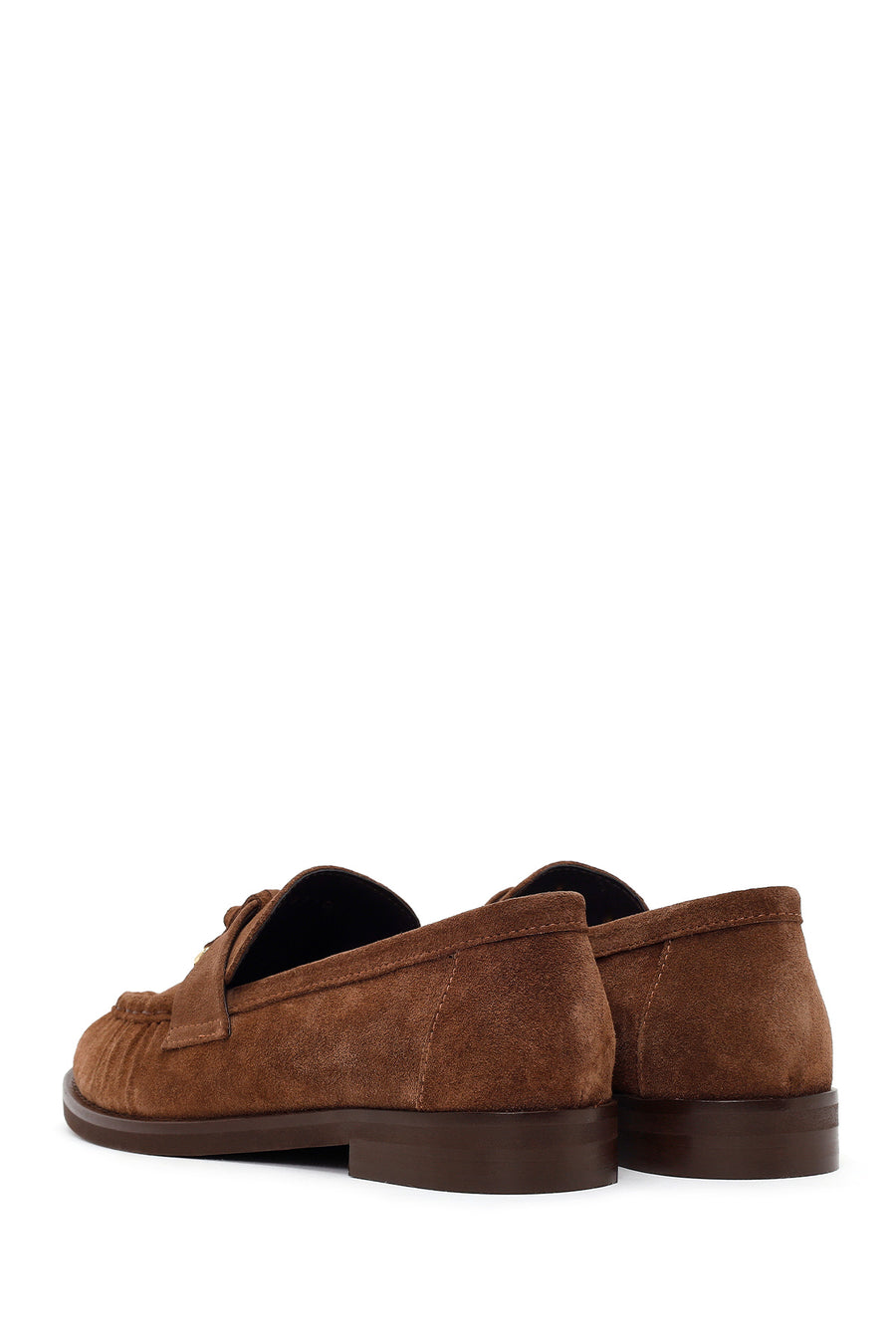 Woman Walnut Buckled Suede Masculine Loafer