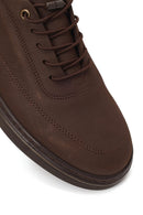 Erkek Kahverengi Bağcıklı Nubuk Deri Casual Sneaker | Derimod