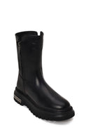 Harley Davidson Woman Black River Zip Closure Thick-Soled Leather Boots | Derimod