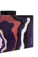 Women's Black Patterned Long Chain Strap Mini Box Clutch Bag | Derimod
