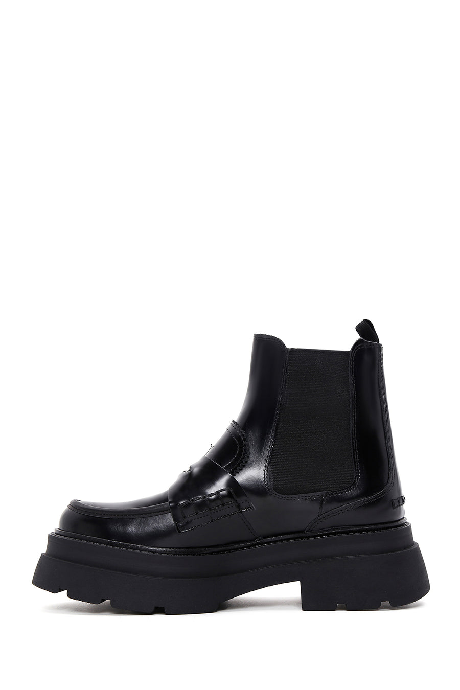 Women's Black Leather Thick Soled Chelsea Boots