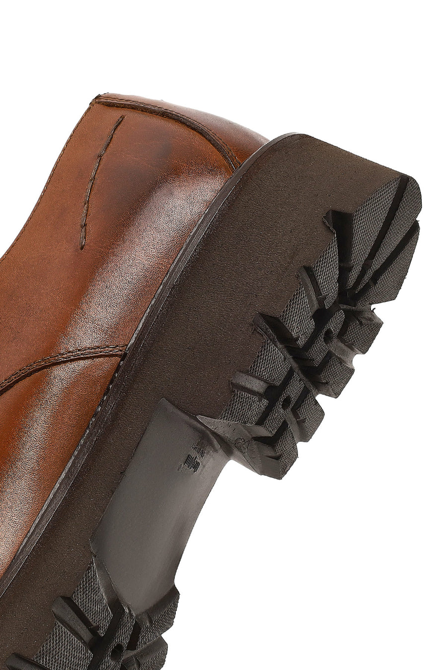 Men's Brown Lace-Up Thick Sole Leather Casual Shoes