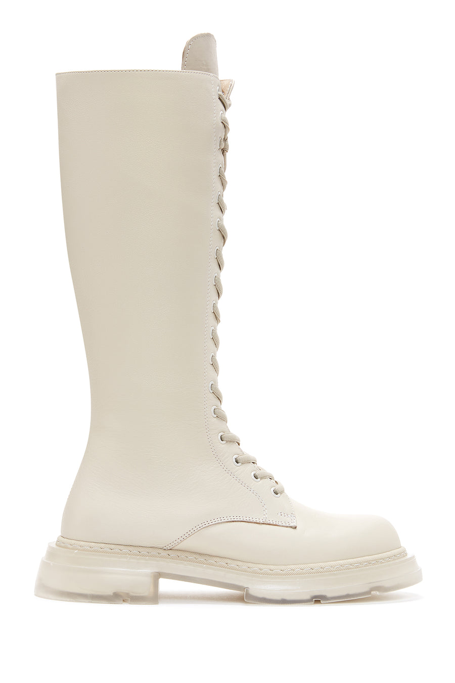 Women's Cream Leather Lace Up Boots 22WFD134518 | Derimod